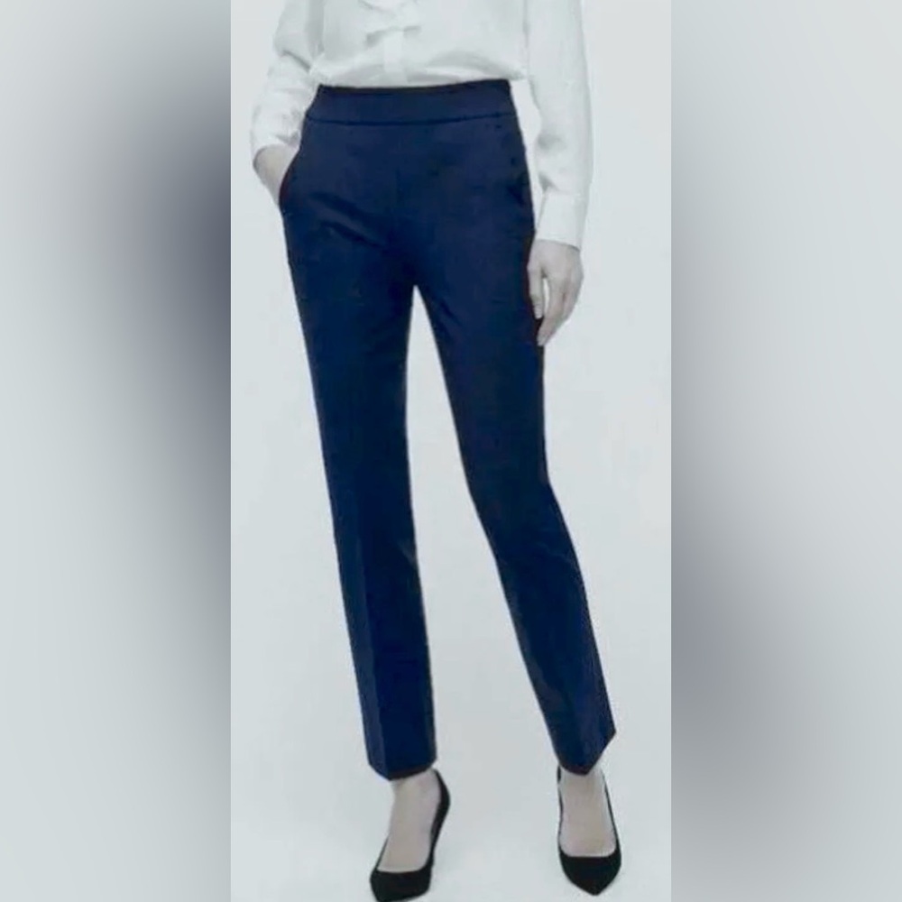 J.Crew Remi Trousers High Rise Cotton Pants straight legs in Medium Blue Size 6